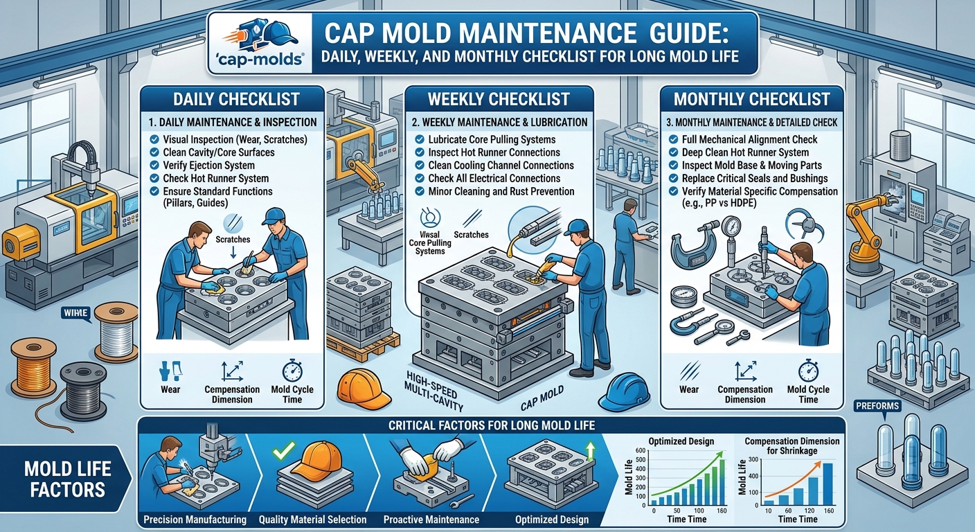 Cap Mold Maintenance Guide: Daily, Weekly, and Monthly Checklist for Long Mold Life